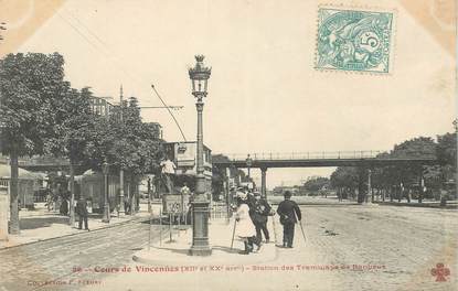 CPA FRANCE 75020 "Paris, Cours de Vincennes, station des Tramways"