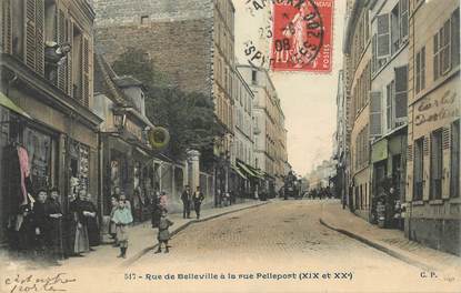 CPA FRANCE 75019 "Paris, rue de Belleville à la rue Pelleport"