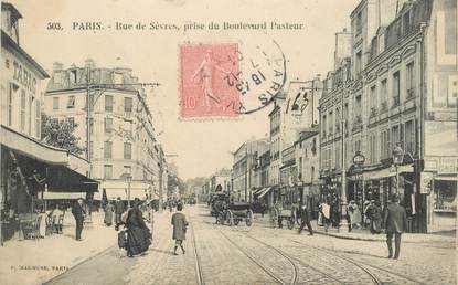 CPA FRANCE 75015 "Paris, rue de Sèvres, prise du bld Pasteur"