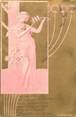 Theme CPA ART NOUVEAU /  CARTE  GAUFRÉE / femme en rose