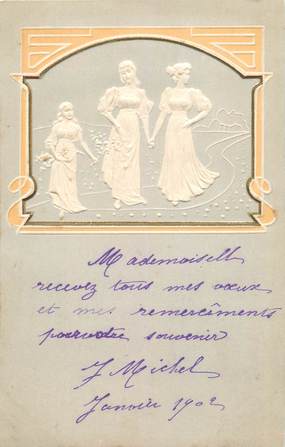 CPA ART NOUVEAU /  CARTE  GAUFRÉE /  Femmes