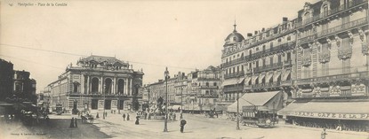 CPA PANORAMIQUE FRANCE 34 "Montpellier, place de la comédie"