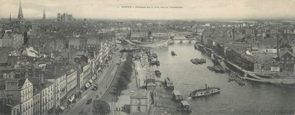 CPA PANORAMIQUE FRANCE 44 "Nantes, panorama sur la ville, pris du transbordeur"