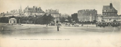 CPA PANORAMIQUE FRANCE 35 "Panorama de Saint Malo, la porte Saint Vincent et le château"