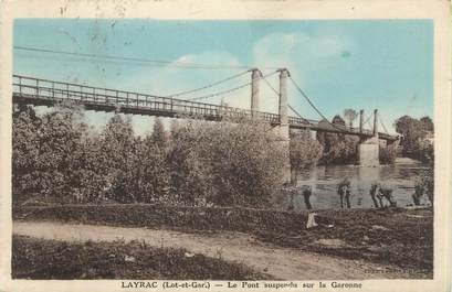 CPA FRANCE 47 "Layrac, le pont suspendu sur la Garonne"