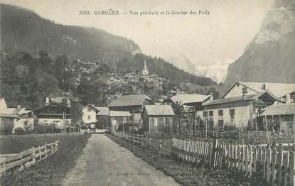 CPA FRANCE 74 "Samoëns, vue générale et le glacier des Folly"