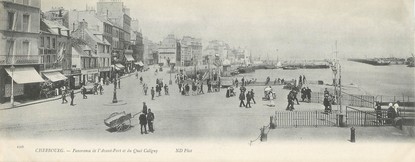 CPA PANORAMIQUE FRANCE 50 "Cherbourg, panorama de l'avant Port et du quai Caligny"