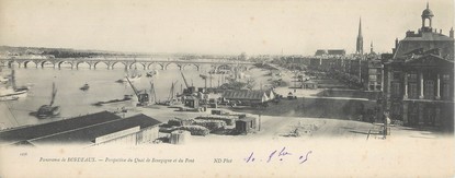 CPA PANORAMIQUE FRANCE 33 "Bordeaux, perspective du quai de Bourgogne et du pont"