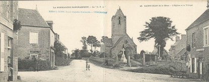 CPA PANORAMIQUE FRANCE 50 "Saint Jean de la Hèze, l'église et le village"