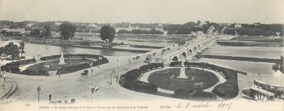 CPA PANORAMIQUE FRANCE 37 "Tours, le square Descartes et le pont de Pierre"