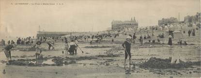 CPA PANORAMIQUE FRANCE 76 "Le Tréport, la plage à marée basse"