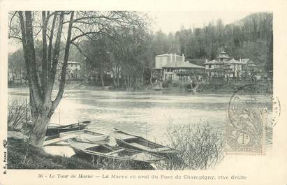 CPA FRANCE 94 "Le tour de Marne, la Marne en aval du Pont de Champigny, rive droite"