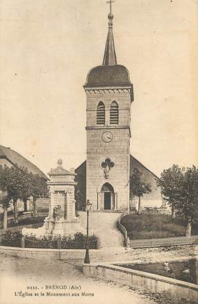 CPA FRANCE 01 "Brénod, l'église et le monument aux morts"