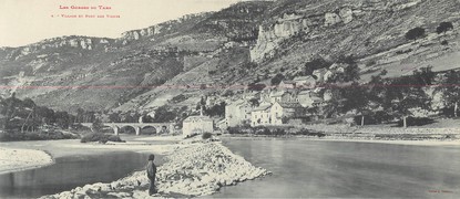 CPA PANORAMIQUE FRANCE 48 "Village et pont des Vignes"