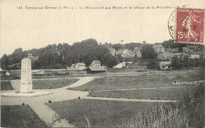 / CPA FRANCE 37 "Vernou sur Brenne, le monument aux morts et le coteau de la Poultière"