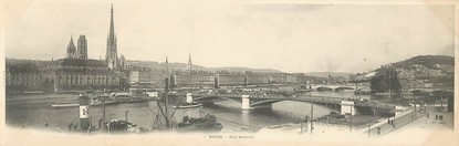 CPA PANORAMIQUE FRANCE 76 "Rouen, pont Boiëldieu"