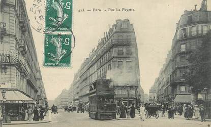 CPA FRANCE 75009 "Paris, rue La Fayette" / BUS