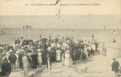 CPA FRANCE 14 "Saint Aubin sur Mer, baptème d'un bateau de pêche"