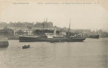 / CPA FRANCE 35 "Saint Malo, le départ du bateau de Jersey"
