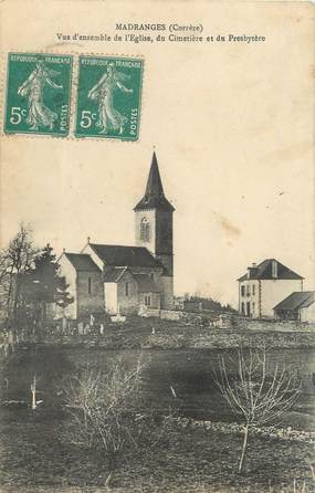 CPA FRANCE 19 "Madranges, vue d'ensemble de l'église, du cimetière et du presbytère"