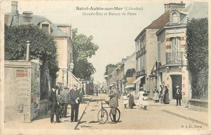 CPA FRANCE 14 "Saint Aubin sur Mer, grande rue et bureau de poste"