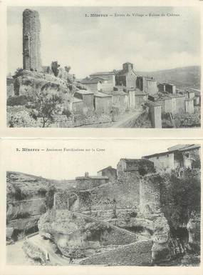 CPA LIVRET FRANCE 34 "Minerve, entrée du village et anciennes fortifications"