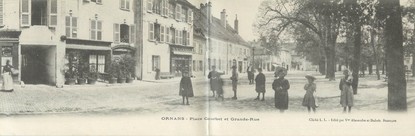 CPA PANORAMIQUE FRANCE 25 "Ornans, place Courbet et grande rue"