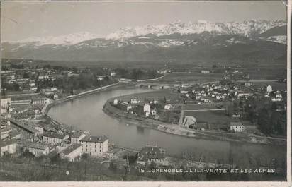 CPA FRANCE 38 "Grenoble, l'ile verte et les Alpes"