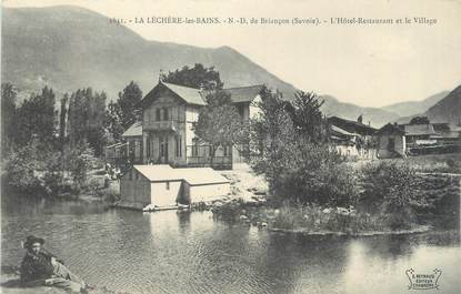 CPA FRANCE 73 "La Léchère Les Bains, l'hôtel restaurant et le village"