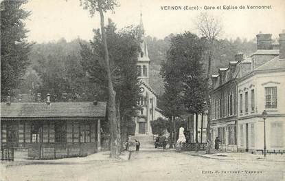 / CPA FRANCE 27 "Vernon, gare et église de Vernonnet"