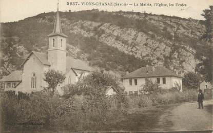 CPA FRANCE 73 "Vions Chanaz, la mairie, l'église, les écoles "