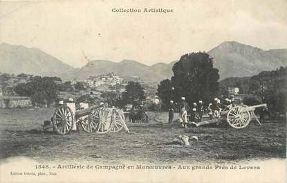 / CPA FRANCE 06 "Artillerie de Campagne en manoeuvres, aux grands Pré de Levens"