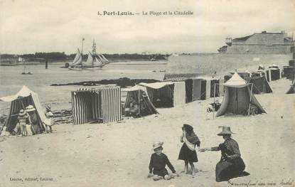 CPA FRANCE 56 "Port Louis, la plage et la citadelle"