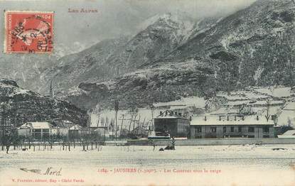 CPA FRANCE 04 "Jausiers, les casernes sous la neige"