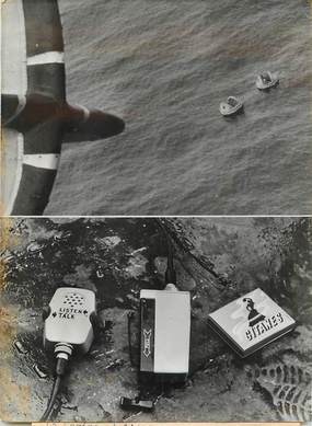 PHOTO ORIGINALE DE PRESSE "Repérage d'un canot de naufragés grace à la balise radio UHF, miniaturisée de la taille d'un paquet de cigarettes"