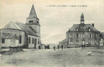 CPA FRANCE 08 "Pouru aux Bois, l'église et la mairie"