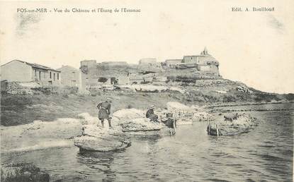 / CPA FRANCE 13 "Fos sur Mer, vue du château et l'étang de l'estomac"