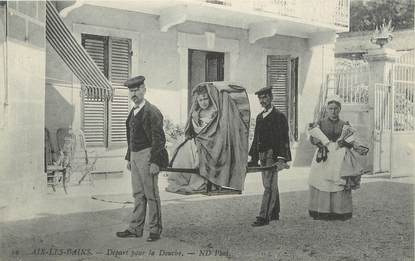 CPA FRANCE 73 "Aix les Bains, départ pour la douche" / THERMALISME