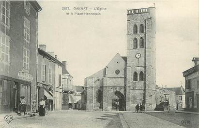 CPA FRANCE 03 "Gannat, l'église et la place Hennequin"