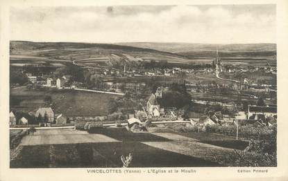 CPA FRANCE 89 "Vincelottes, l'église et le moulin"