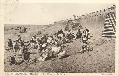 CPA FRANCE 50 "Hauteville sur Mer, la plage et la digue"