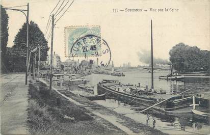 CPA FRANCE 92 "Suresnes, vue sur la Seine" / PENICHE