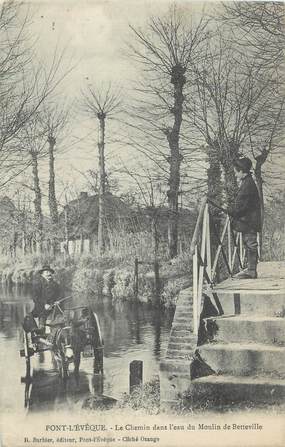 CPA FRANCE 14 "Pont l'Evêque, le chemin dans l'eau du moulin de Betteville"