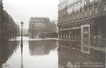 CPA FRANCE 75 "Paris Inondation 1910, rue Saint Lazare, hôtel terminus" / Ed. ELECTROPHOT