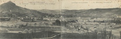 CPA PANORAMIQUE FRANCE 12 "Espalion, panorama et ruine du château de Calmont"