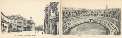 CPA LIVRET FRANCE 30 "Nîmes, place des Arènes et intérieur des Arènes"