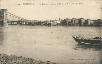 CPA FRANCE 38 "Sablons, le pont suspendu sur le Rhône"