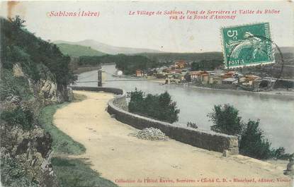 CPA FRANCE 38 "Sablons, le village, pont de Serrières et vallée du Rhône"