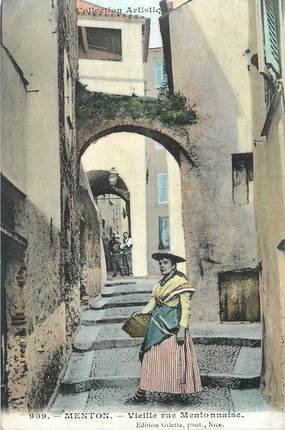 CPA FRANCE 06 "Menton, vieille rue mentonnaise"