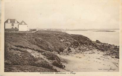 CPA FRANCE 56 "Kerhostin, plage"